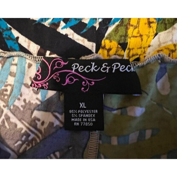 Peck and Peck women's multicolor pull on, elastic waist, wide leg, pants, XL - Picture 5 of 8